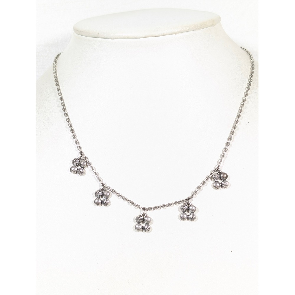 Dainty Silver Tone‎ Cluster Necklace Boho Western Minimal Charm 16"